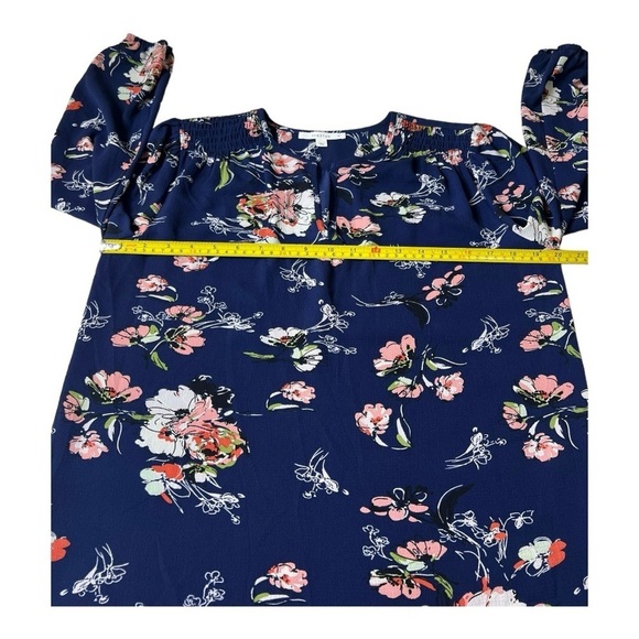 Navy Coral Floral Kenmore Splitneck Popover Blouse by Fun2Fun Stitchfix NWOT - Picture 12 of 16